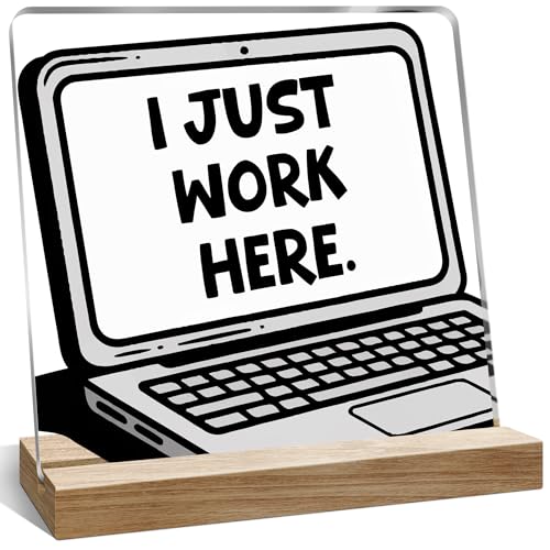 Funny Office Desk Decor Gifts for Colleague, Cubicle Accessories for Women Man, I Just Work Here Desk Decorative - color: Coral