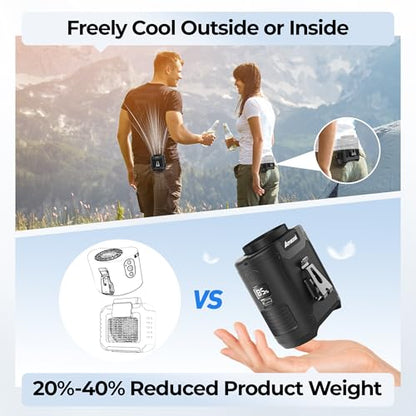 AMACOOL Portable Waist Fan Clip On, Gifts for Men Dad Husband, 10000mAh Rechargeable Wearable Shirt Fan, Powerful Belt Fans, Birthday Gifts for Women Jobsite Travel Camping Essentials 2026 - color: Black