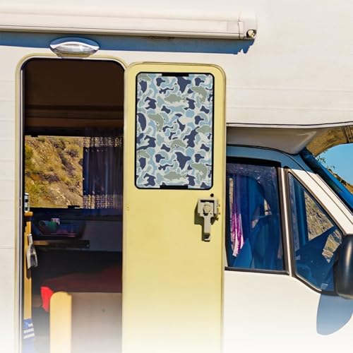 Camo Hunting Fish RV Door Shade Window Cover Fashion Camper Door Window Blackout Shade Foldable Sun Blackout Fabric Curtains for Camper Trailer Coverings - color: Camo Hunting Fish Print
