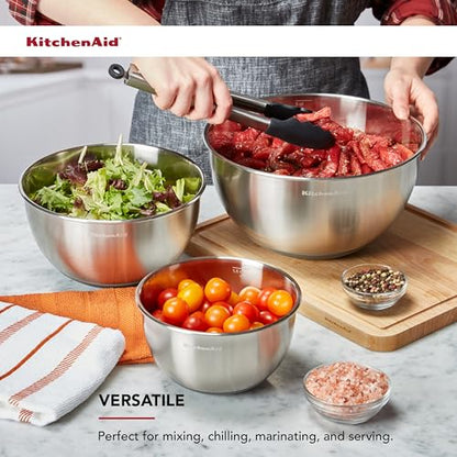 KitchenAid Stainless Steel Mixing Bowls, Set Of 3 - color: Stainless Steel, size: Set of 3