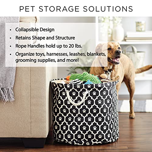 Bone Dry Pet Storage Collection Lattice Paw Print, Black, Small Round - color: Black, size: Small Round