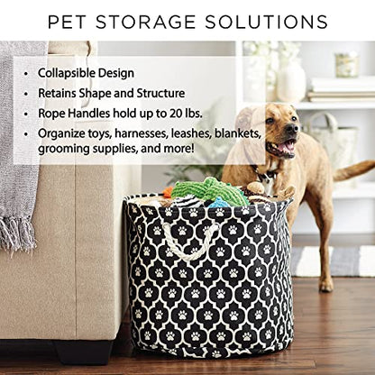 Bone Dry Pet Storage Collection Lattice Paw Print, Black, Small Round - color: Black, size: Small Round