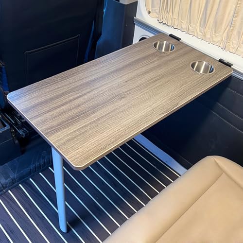 Multifunctional RV Folding Wall Table, Wall-Mounted Desk with Detachable Sink & Cup, Compact Wood Dinette Table for Small Spaces, Outdoor Camping & Picnics (Gray) - color: Gray