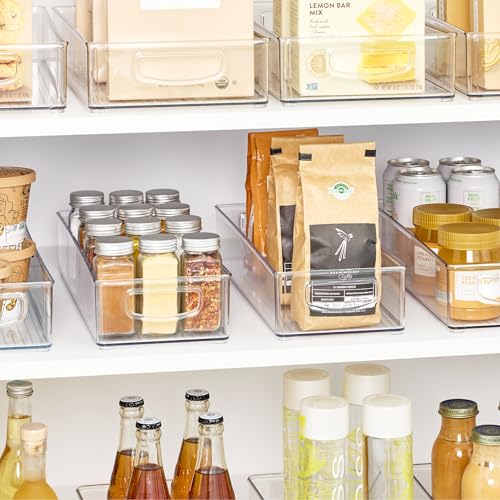 iDesign Slim Extra Long Clear Storage Bin, 2-Pack | Narrow, Stackable, Kitchen or Pantry Organizer - size: 16 x 6 x 3, style: Pack of 2