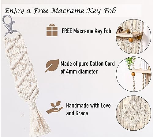 Macrame Wall Hanging Shelf 3 Tier Boho Wall Plant Hanger Shelves, Handmade of Woven Rope Boho Shelves Organizer for Living Room Bathroom Home Storage Floating Plant Rack Bohemian décor - size: Tier 3