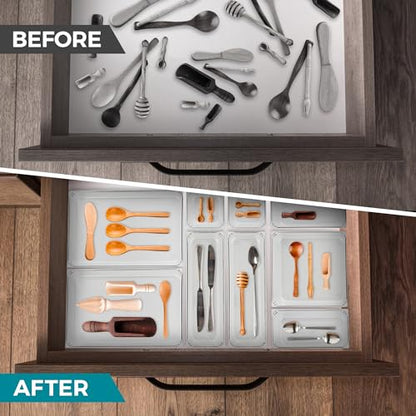 8 Pack Drawer Organizer - 3" X 9" Clear Acrylic Storage Bins with Non-Slip Pads, Versatile Desk Tray for Makeup, Jewelry, Kitchen, Bathroom, and Office Organization - size: 3"X 9"
