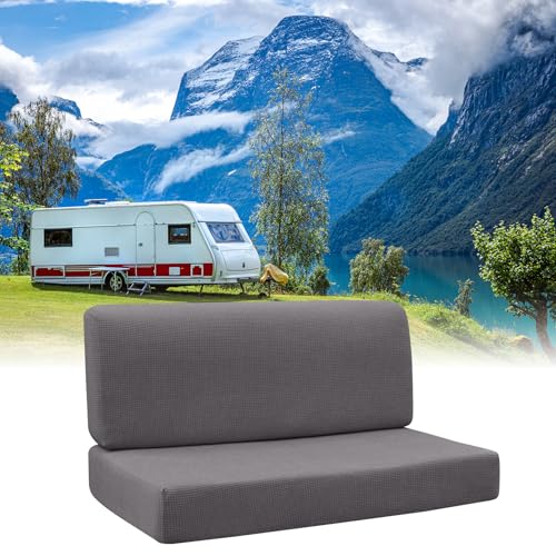 FUANGUI RV Dinette Cushion Covers Stretch Camper Cushion Cover Booth Seats Replacement RV Cushion Covers Washable Sofa Furniture Protector (Dark Gray, 2 Bench Cover & 2 Backrest Cover) - color: Dark Gray