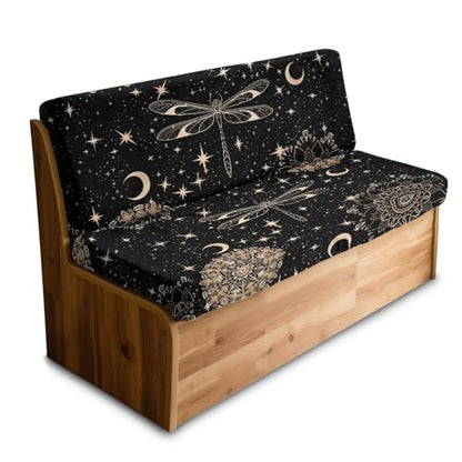 Dragonfly Moon Star Pattern 2 Pieces RV Dinette Cushion Covers Scratch-Resistant RV Couch Cover Wear-Resistan Sofa Furniture Protector Camper Seat Covers Dinette Booth - color: Dragonfly Moon Star