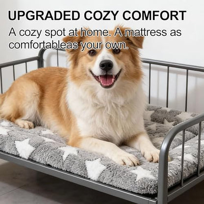 Dog Crate Mat, 4 Piece Reversible Pet Bed, Polyester, Machine Washable, Small Dogs & Cats, Rectangular(Gray Star, 30" L x 20" W x 1.5" Th) - color: Grey Star-4pcs, size: 30"L*20"W*1.5"Th
