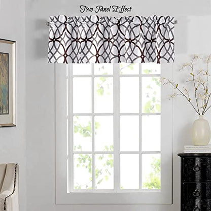 H.VERSAILTEX Blackout Curtain Valances for Kitchen/Bathroom - Thermal Insulated Window Valances for Living Room/Bedroom Rod Pocket Short Curtain 1 Panel, 52x18 inch, Geo in Brown and Gray - color: Geo in Brown and Gray