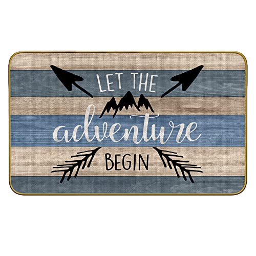 Mingnei Let The Adventure Begin Camper Doormat Door Mat for Rv Home Entrance, Camping Floor Mats for House Front Indoor Inside Outdoor Outside Entryway Rug 30 x 17 Welcome Mat - color: Camp-1
