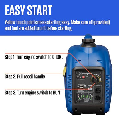 Westinghouse 2800 Peak Watt Super Quiet & Lightweight Portable Inverter Generator, Gas Powered, Parallel Capable, Long Run Time - style: 2800 Watts - Gas Only