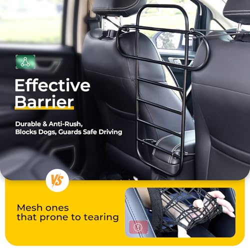 Metal Car Dog Barrier for Small to Medium Dog,Hard to Climb Over,Durable Pet Barrier for Car,Elastic Ropes & Buckle Straps Firmly Fixed,Easy Installation,Limited Lifetime Warrnaty - size: Small