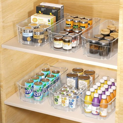 Clear Fridge Organizer, Refrigerator Organizer Bins with Handle, Freezer, Kitchen Cabinet, Pantry Organization, BPA Free Fridge Organizers (12.4 inch 2 Pack) - size: 12.4 inch 2 Pack