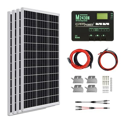 ExpertPower 400W 12V Solar Panel Kit | 400W Mono Rigid Solar Panels, 30A MPPT Solar Charge Controller | RV, Trailer, Camper, Marine, Off Grid, Solar Projects - size: 400W + 30A MPPT