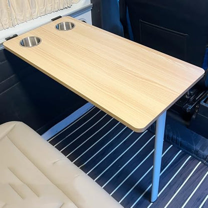 RV Folding Wall Table, Folding Camp Table with Reserve Sink Cup Detachable RV Table Folding Table for Small Space MPV Caravan Boat Yacht(Beige) - color: Beige
