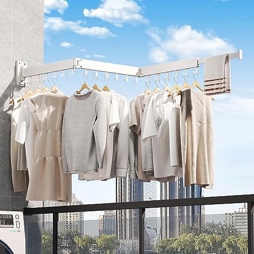 Clothes Drying Rack Wall Mounted,Drying Rack Clothing,Laundry Drying Rack Wall Mount,Collapsible Drying Racks for Laundry,Retractable,Foldable,Clothes Hanger Rack,Clothes Dryer Rack,White Color - size: Basic-White