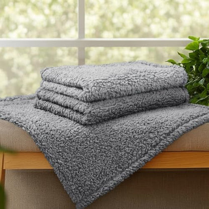 1 Pack 3 Calming Blankets Fluffy Premium Fleece Pet Blanket Soft Sherpa Throw for Dog Puppy Cat Grey Large (41" x31'') - color: Grey, size: Large (Pack of 3)