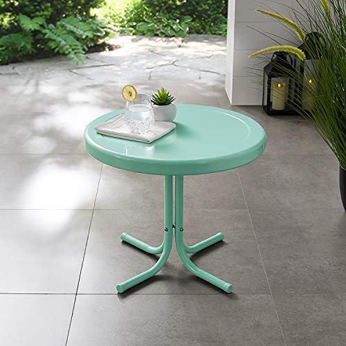 Crosley Furniture Griffith Weather Resistant Retro Metal Outdoor Side Table for Patio, Deck, Porch, Aqua - color: Aqua
