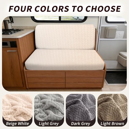RV Dinette Cushion Covers, 2PCS Woven RV Couch Cover, Camper Cushion Covers, Camper-rv Sofa Cover for Couch, Bench Seat & Dinette Booth Cushions(Lvory White,[39.4" to 49.2"]×[19.7" to 25.6"]) - color: Woven/Lvory White/2pcs