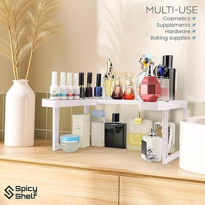 Spicy Shelf Deluxe - Expandable Spice Rack and Stackable Cabinet & Pantry Organizer (1 Set of 2 Shelves) - As seen on TV Deluxe (Spicy Shelf Organizer) - Pantry Organization - Pantry Spice Organizer