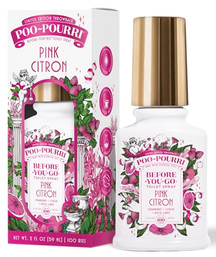 Poo-Pourri Before-You-Go Toilet Spray, Pink Citron, 2 Fl Oz, Up to 100 Uses, Bathroom Odor Deodorizer with Essential Oils for Home or Work, Travel Essentials, TSA Approved Size - size: 2 Ounce (Pack of 1), style: Pink Citron