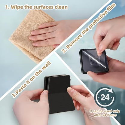 6 Pcs Large Self Adhesive Clips, Wall Tapestry Clips, No Drilling Towel Holder, Adjustable Spring Flag Hanger for Bathroom Kitchen Home Office Hotel, Black