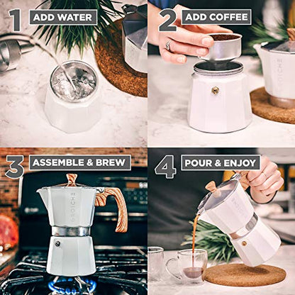 GROSCHE Milano Moka Stovetop Espresso Coffee Maker (3 Cup / 150 ml, White) - color: White, size: 3 espresso cups