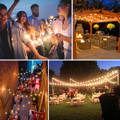 Brightever 100ft Outdoor G40 LED Globe String Lights Dimmable Waterproof Shatterproof Light Strings with 52 Bulbs Connectable Commercial Hanging Lights for Patio House Backyard Balcony - size: 100 FT