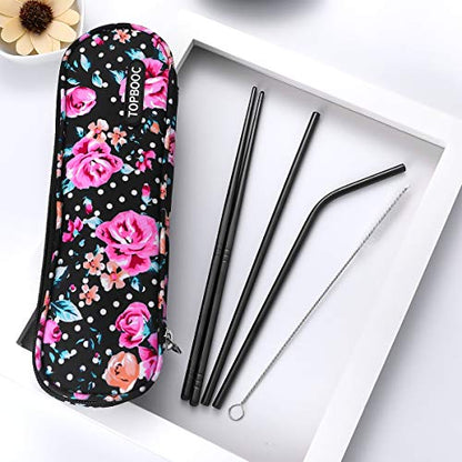 Travel Utensils,Reusable Silverware Set To Go Portable Cutlery Set with a Waterproof Carrying Case for Lunch Boxes Workplace Camping Picnic (Black) - color: Black