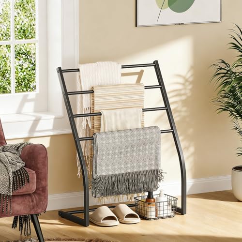 Honiter Towel Drying Rack for Bathroom, Free Standing Towel Rack, 4 Tier Wide Towel Dryer Rack, Pool Towel Racks Outdoor, Blanket Ladder Holder, Metal Towel Bar Stand for Oversized Bath Towel