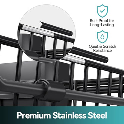 Urackify Dish Drying Rack in Sink, Stainless Steel Expandable Over the Sink Dish Rack with Utensil Holder & Cup Holder, Kitchen Drying Rack for Inside Sink, 15.35" x 11.02" x 4.84", Black - color: Black, size: Expandable - 15.35"~23.23“ x 11.02" x 4.84"