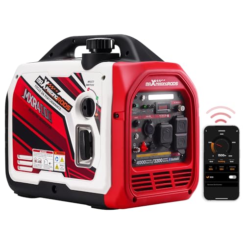 maXpeedingrods 4000 Watt Inverter Generator Portable, Bluetooth® App Remote Data Monitor, RV Ready, Gas Powered Generator with CO Alarm for Outdoor Camping, Home Backup - style: MXR4000+Gas+App Data Monitor