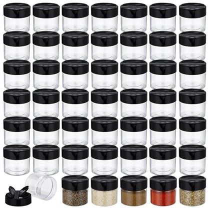 50 Pack 3.4 oz Plastic Spice Jars with Black Cap Empty Clear Spice Bottles Containers Seasoning Jars with Shaker Lids for Storing Herbs and Seasoning Powders Kitchen Restaurant Storage - size: 3.4 oz