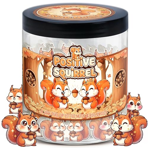 Positive Squirrel Jar with 60 Daily Affirmation Cards, Funny Emotional Support Christmas Gift, Cute Squirrel Christmas Decor for Home or Office, Holiday Gifts for Women Men and Coworkers - color: Positive Squirrel