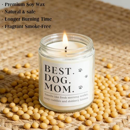 Dog Mom Gifts for Women, Unique Dog Mom Lovers Gift for Her Girlfriend Sister Bestie Wife, Funny Mothers Day Present Ideas - Lavender Scented Candle - style: Dog-Mom