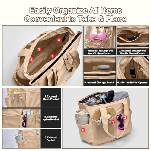 Odoland Soft Cooler Bag – Leakproof Insulated, Collapsible for Beach, Camping - color: Khaki