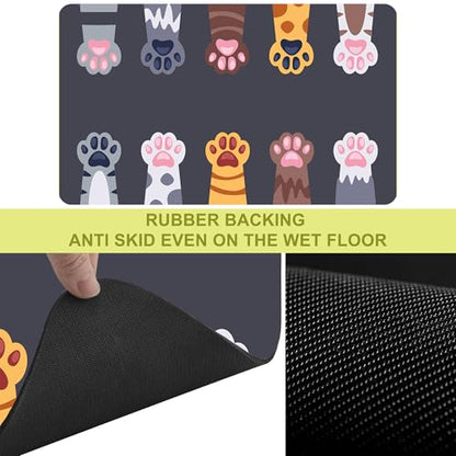 Cat Food Mat Pet Feeding Mat Paw 12" X 20" Non-Slip Super Absorbent, Dog Food Mat Pet Supplies for Floor (Dark Gray) - color: Dark Gray