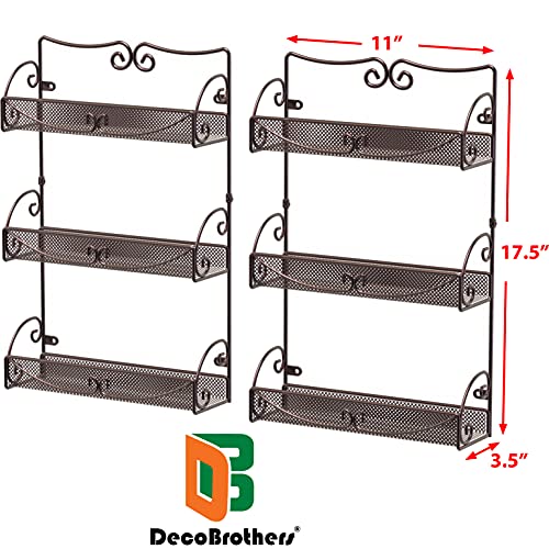 Deco Brothers 3 Tier Wall Mounted Hanging Spice Rack, Bronze, 2 Pack - size: 2-Pack