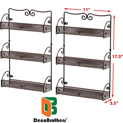Deco Brothers 3 Tier Wall Mounted Hanging Spice Rack, Bronze, 2 Pack - size: 2-Pack