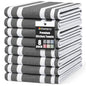 Homaxy Premium Kitchen Towels 18”x 28”, Large Cotton 380 GSM Kitchen Hand Towels, Stripe and Terry Dish Towel, Highly Absorbent Tea Towel Set with Hanging Loop, 8 Pack, Black - color: Black Stripe, style: 8-pack