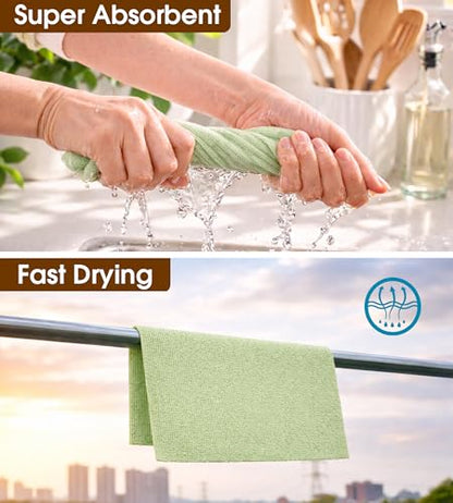 KitchLife Microfiber Cleaning Cloth Roll, 100 Pack - Tear-Away Microfiber Paper Towels, Lint-Free, Reusable, Washable for Kitchen, Car, Dishes, and Sensitive Surfaces (Bean Green) - color: Bean Green, size: 100 Pack