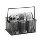 Mind Reader Multi-purpose Storage Caddy with Handle, Desktop Organizer, Cutlery Holder, 4 Compartments, Metal Mesh, Black - color: Black