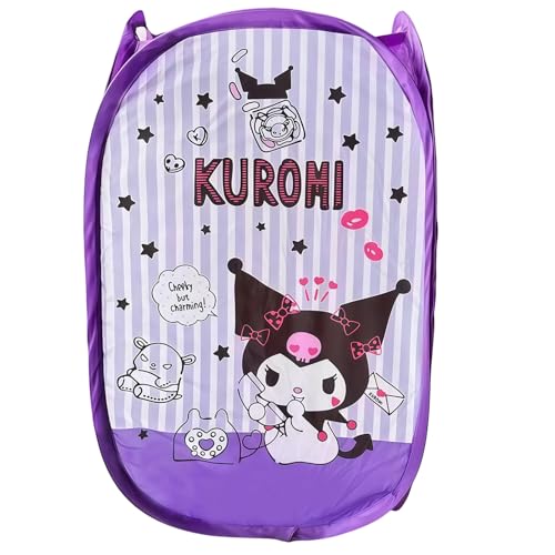 Cute Cartoon themed Laundry Basket, Mesh Pop Up Hamper with Carry Handles, Large Capacity Collapsible Storage for Room, Dorm | Travel & Camping (Kurmi) - color: Kurmi