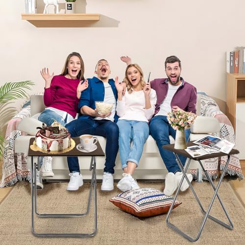 Garden 4 you Folding TV Tray Table on Bed & Sofa,TV Dinner Tray with Sturdy MDF,25In Portable Table with No Assembly Required （Walnut,2PC） - color: Walnut, size: 2pcs