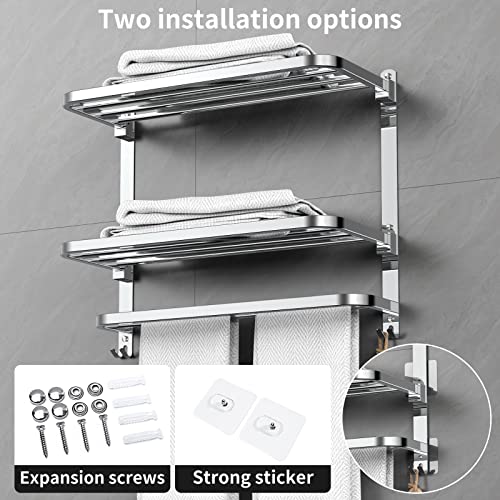 CAXIMSY 22.8Inch Towel Rack for Bathroom and Lavatory Towel Hanger with Wall Mount Towel Bars 304 Stainless Steel No Drill (Collapsible Towel Rack) - color: Collapsible Towel Rack