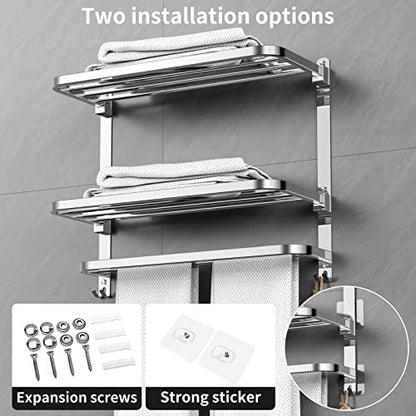 CAXIMSY 22.8Inch Towel Rack for Bathroom and Lavatory Towel Hanger with Wall Mount Towel Bars 304 Stainless Steel No Drill (Collapsible Towel Rack) - color: Collapsible Towel Rack