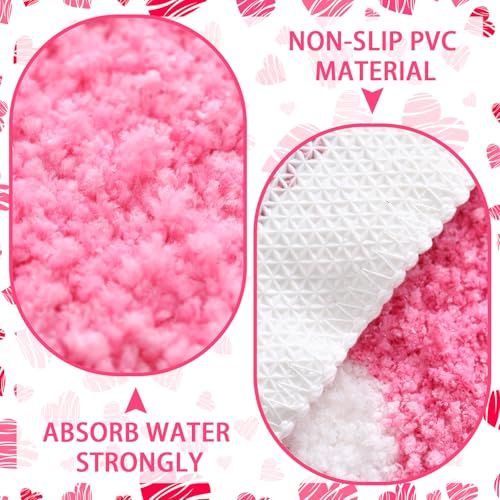 Drydiet Valentine's Day Bathroom Rug Love Heart Shape Door Mat Cute Valentines Shower Mat Valentine Day Decoration Non Slip Washable Bath Rug for Valentines - style: Valentine's Heart