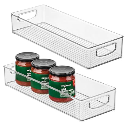 iDesign Slim Extra Long Clear Storage Bin, 2-Pack | Narrow, Stackable, Kitchen or Pantry Organizer - size: 16 x 6 x 3, style: Pack of 2