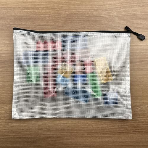 Oaimyy-A6(6"x 4.5"), Mesh Zipper Pouch Document Folders Bag Plastic Zip File Folders for School Office Supplies, Travel, Organizing Storage-Black,6 Pcs - size: A6